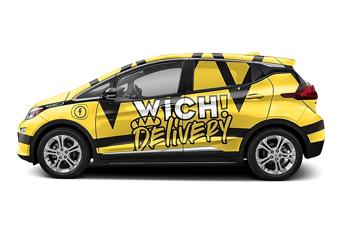 Which Wich delivery vehicle wrap design side profile