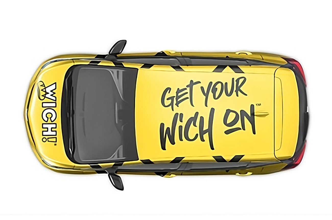 Which Wich delivery vehicle wrap design top profile