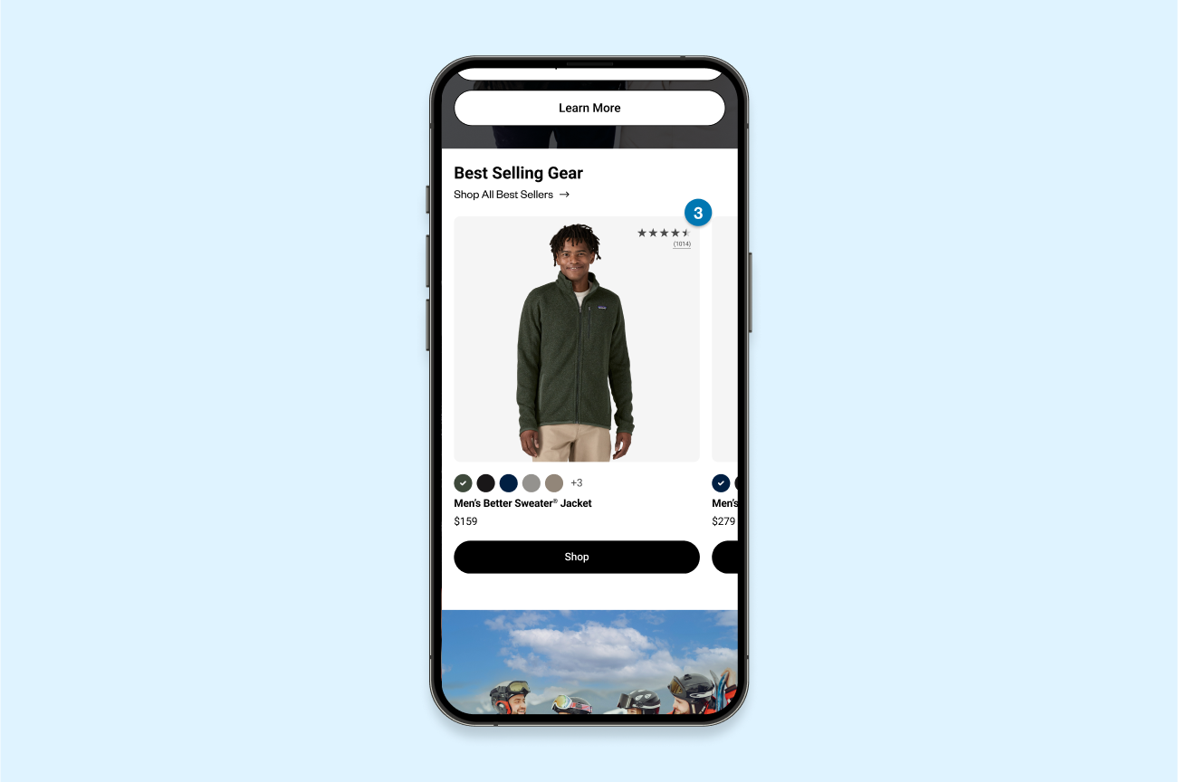 Patagonia product card mobile redesign