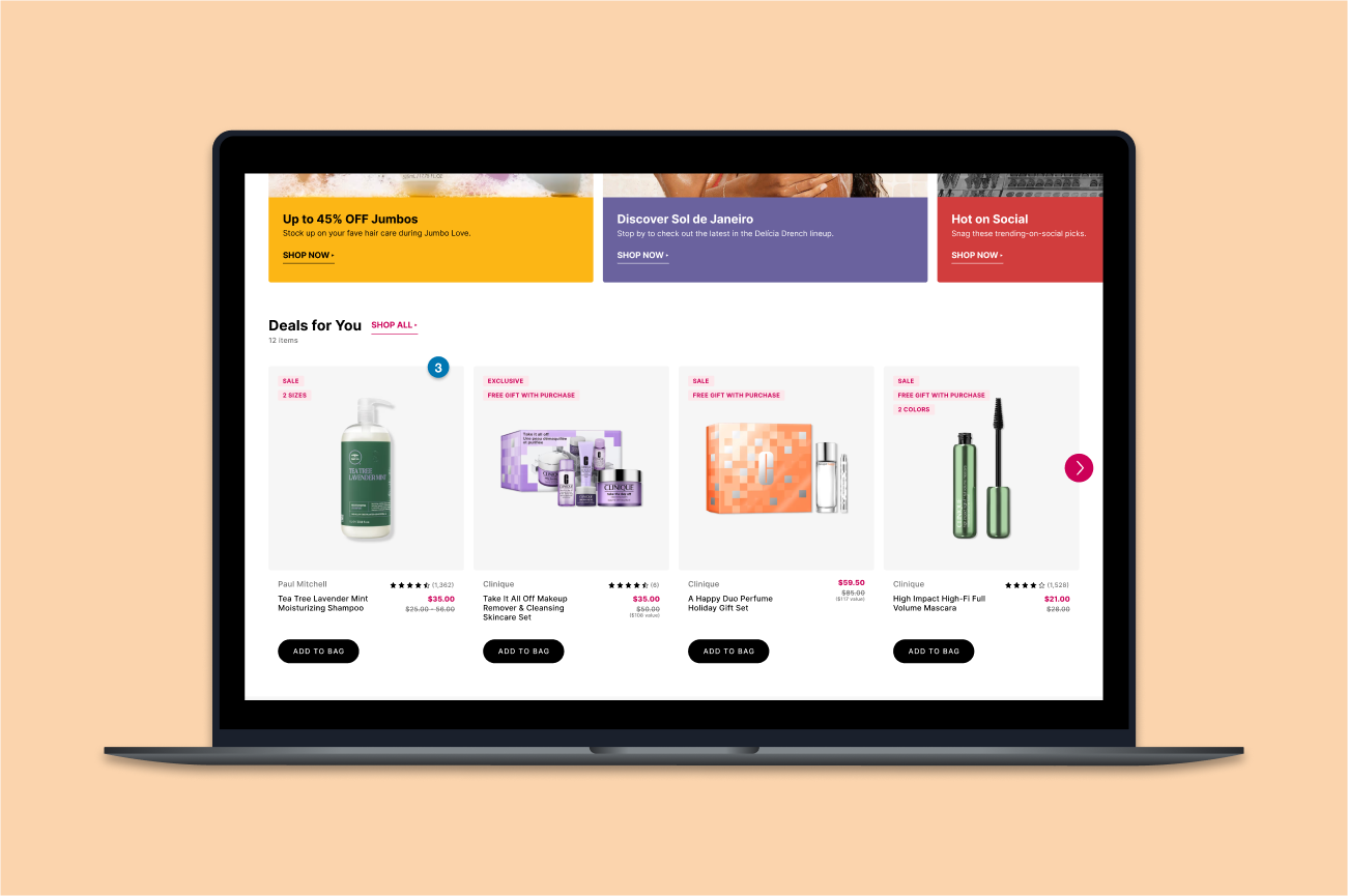 Ulta Beauty product card module redesign