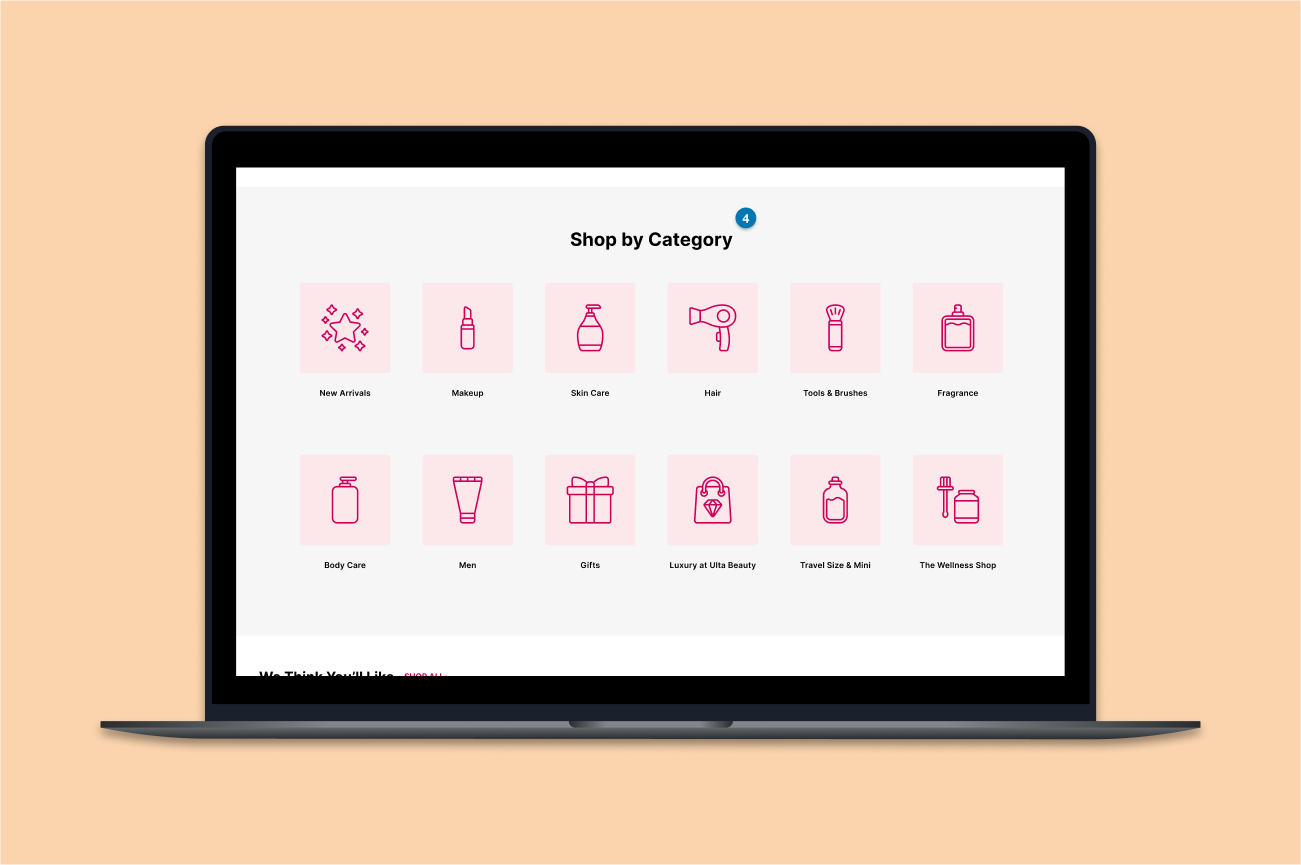 Ulta Beauty shop by category module redesign